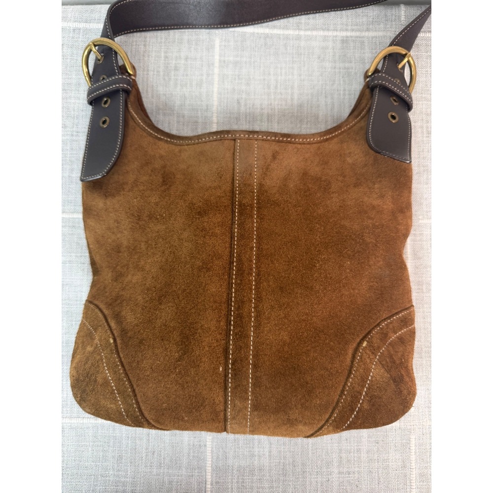 Vintage Coach Suede Brown Crossbody Purse 9506 Y2K Boho Minimalist - Picture 2 of 11